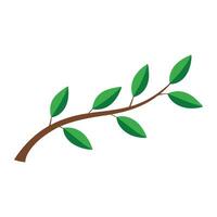 Tree branch with green leaves Minimal flat illustration vector