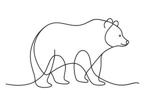 Bear Continuous line art illustration on white background vector