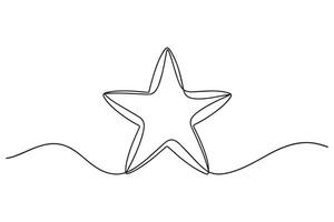 A star depicted in a single line on a white surface continuos line art illustration vector