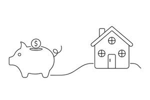A visual guide illustrating effective strategies for saving money for unexpected expenses or emergencies One line continuous line art illustration on white background vector