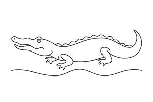 Crocodile Continuous line art illustration on white background vector
