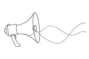a megaphone with a string attached continuos line art illustration vector