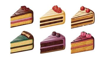 Cake slices illustration isolated different flavors vector