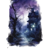 A Mysterious, Foggy Path Leading to a Haunted House png