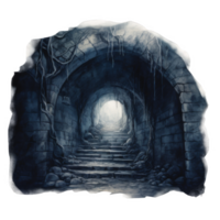 A stone archway leads to a set of stone steps with vines growing along the walls, bathed in a soft light png