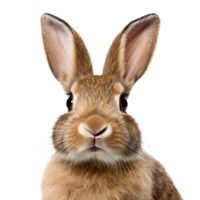 Fluffy Bunny Close-Up On Isolated Background. Cute Brown Rabbit With Soft Fur And Long Ears. png
