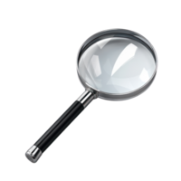 Classic Magnifying Glass with Black Handle on Isolated Background, Inspection and Analysis Concept png