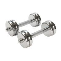 Pair of Metal Dumbbells. Shiny Dumbbells for Weightlifting and Gym on Isolated Background png
