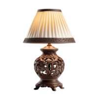 Antique Style Table Lamp with Intricate Patterns and Warm Light. Antique Table Lamp on Isolated Background png