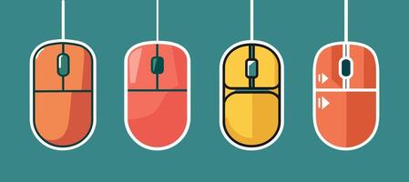 four different types of computer mice on a white background vector