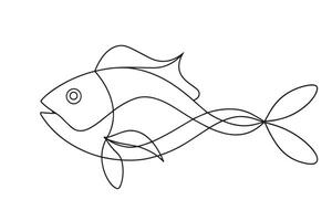 Fish Continuous line art illustration on white background. vector