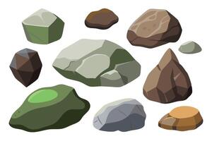 Various rocks illustration set on white background vector