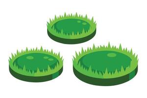 Circular green grass patch illustration set on white background vector