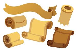 Old paper roll, showcasing its vintage texture and curled edges illustration set on white background vector