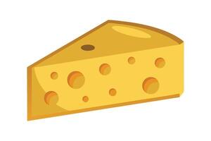 A single piece of cheese displayed illustration set on white background. vector