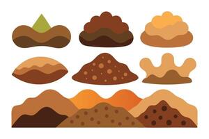 Soil, showcasing its rich texture and earthy tones, suitable for various design projects illustration set on white background. vector