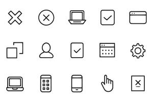 Maximize and minimize screen buttons concept related black stroke outline icons set isolated flat illustration on white background vector