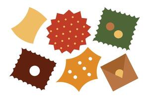 A hole in fabric with white paper peeking through illustration set on white background. vector