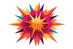 dynamic explosion graphic featuring vibrant colors and dramatic effects flat illustration on white background. vector