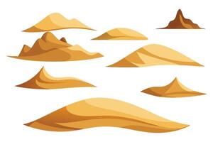Sand dunes illustration set on white background. vector