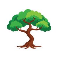 Lush green tree with vibrant leaves and twisting branches, minimal flat illustration. vector
