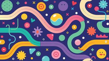 Random road line Fun line doodle seamless pattern creative abstract shape illustration. vector
