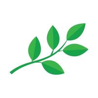 Fresh green leaves on a branch minimal shapes flat illustration vector