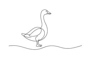 Goose Continuous line art illustration on white background. vector
