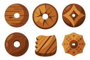 Wood with a prominent hole, highlighting the natural patterns and imperfections of the material flat illustration on white background vector