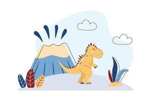 Cute Tyrannosaurus. Dinosaur Kids Style. Cute character. Flat illustration. vector