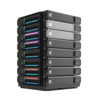 Multi-Colored Computer Case with Multiple Hard Drives on Display png