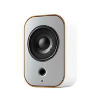 White Speaker with Black Circular Design and Single Front Button png