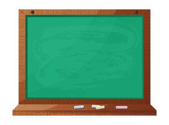 Green Chalkboard with Wooden Frame and Chalks