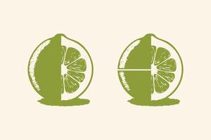 Lemon fruit illustration and slice of fresh lemon vector