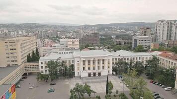 Tbilisi, Georgia - 9th august, 2024- aerial view Georgian Technical University building. Main and largest technical university of Georgia. Education in caucasus concept video