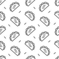 Taco icon seamless pattern. line illustration in flat cartoon style. Fast food takeout. For background, menu, invitation. vector