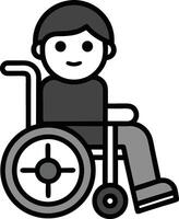 Man on wheelchair - cartoon, clipart, and line art for digital design projects vector