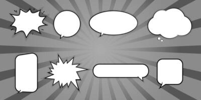 Retro Comic Empty Speech Bubble icon element Collection. Pop art style with black Halftone shadow Background vector