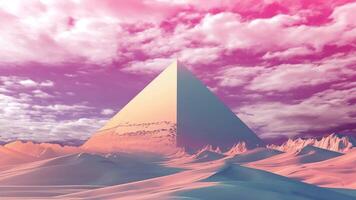Abstract sculpture in the desert. Realistic mysterious sculpture far away from civilization, from another planet video
