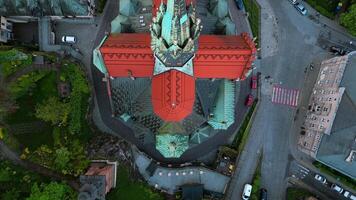 Top-down view on Saint Joseph's Church and Podgorze square in Krakow video