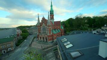 Agile flight around St. Joseph's Church and over Podgorski Square in Cracow video
