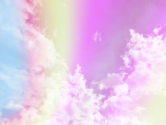 beauty sweet pastel violet and yellow colorful with fluffy clouds on sky. multi color rainbow image. abstract fantasy growing light