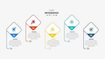 Five Step Infographic design element template for presentation. info graphic illustration. process diagram and presentations step, banner, flow chart, 5 option template. vector