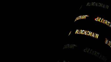 Block Chain glitch gold text abstract loop background video