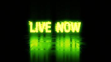 Animation loop text of Live Now green glitch text effect video