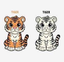 An illustration featuring the tiger's face against a white backdrop. The drawing is clear and simple, vector