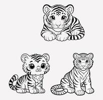 illustration featuring the tiger's face against a white backdrop. The drawing is clear and simple vector