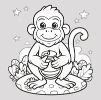 A children's coloring book showcasing a monkey in a illustration, illustration, photo, poste vector