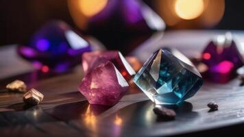Close up picture of magic crystals photo