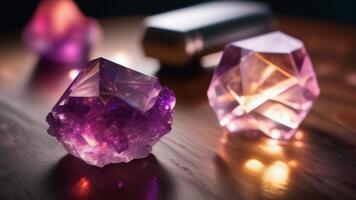 Close up picture of magic crystals photo